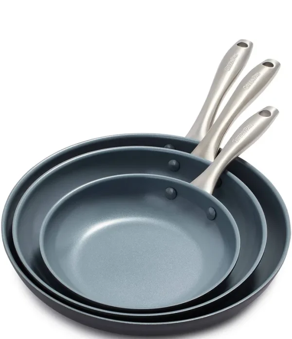 GreenPan Lima Healthy Ceramic Nonstick 8" 10" and 12" Frying Pan Set