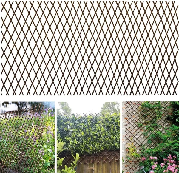 GLANT Lattice Fence Willow Expandable Plant Climbing Lattices Trellis Fence,Open Screen Willow Fencing,Willow Expandable Trellis
