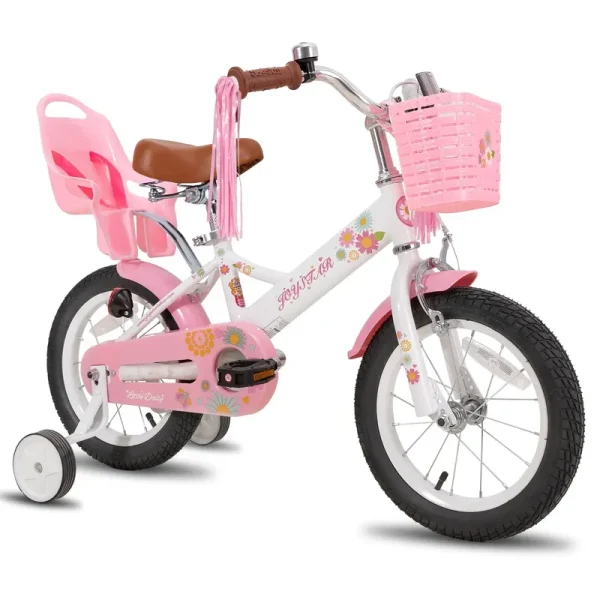 JOYSTAR Little Daisy 12 in Kids Bike for 2 3 4 Years Girls with Training Wheels Princess Kids Bicycle with Basket Bike Streamers Toddler Cycle Bikes White