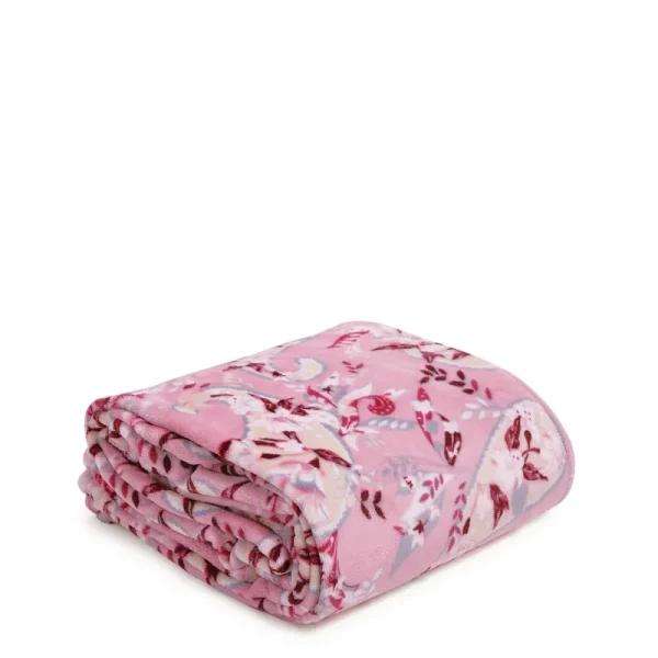 Vera Bradley Plush Throw Blanket Botanical Paisley Pink