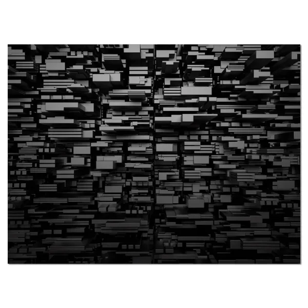 Designart &Black 3D Geometric Background& Abstract Artwork Print on Canvas - 40 in. Wide x 30 in. High