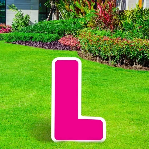 Pink Letter (L) Corrugated Plastic Yard Sign, 24in Birthday Party