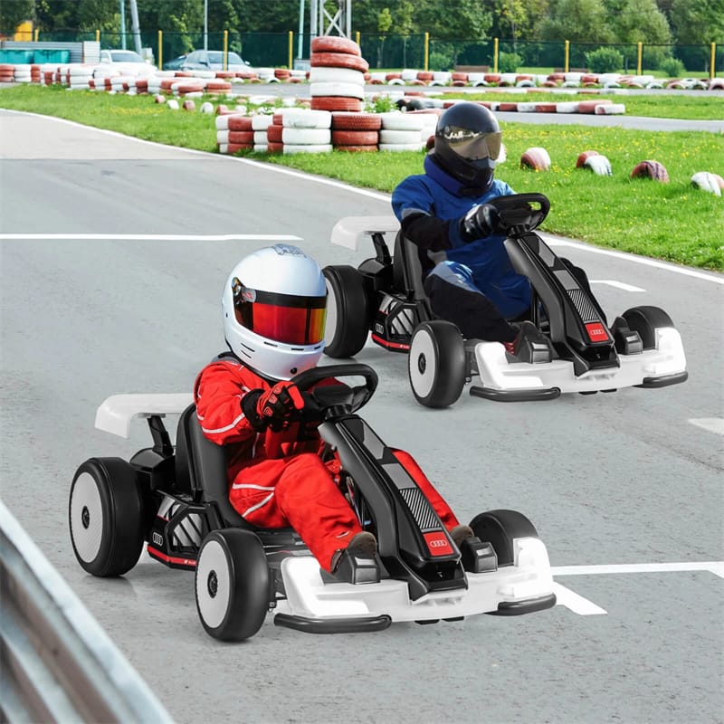 Eletriclife 24V Licensed Audi Kids Go Kart Length Adjustable Ride on Racing Toy for Children Ages 6 