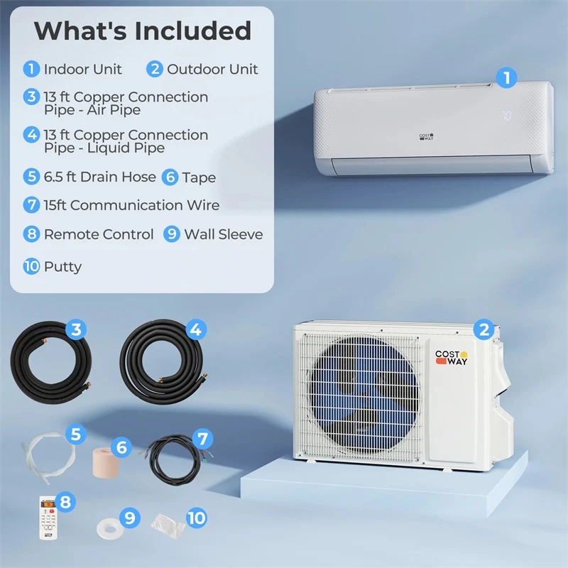 Eletriclife 12000 BTU 22 SEER2 115V WiFi Enabled Mini Split AC with Heat Pump, Alexa Compatible - Airtural Series