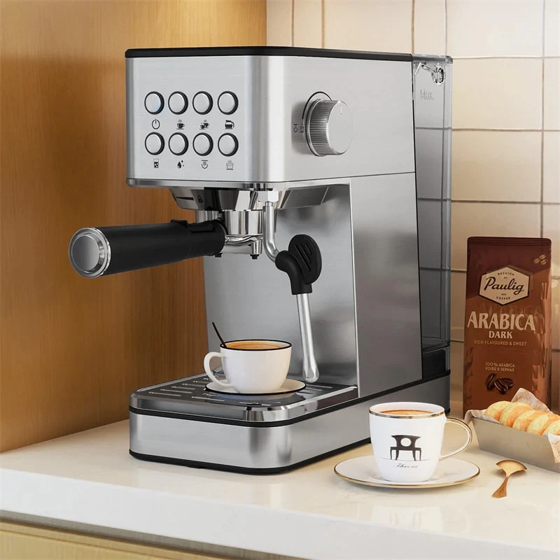 Eletriclife 20 Bar Compact Stainless Steel Espresso Machine with Milk Frother for Latte, Cappuccino & Cold Brew