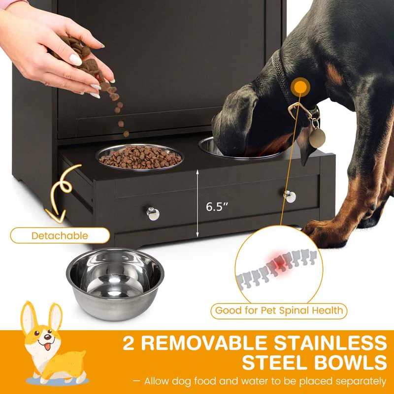 Eletriclife Pet Feeder Station with Stainless Steel Bowl