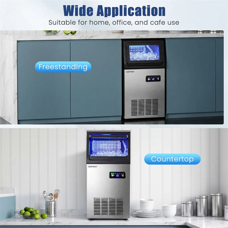 Eletriclife 110 LBS/24H Commercial Ice Maker Stainless Steel Ice Machine with 25 LBS Storage & 36 Cubes in 13 Mins