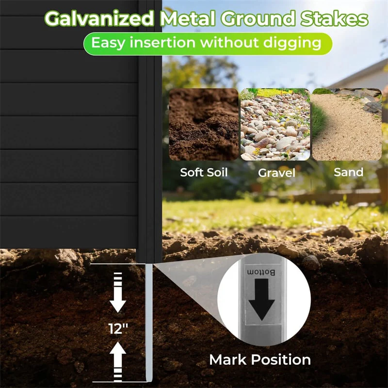 Eletriclife No-Dig Air Conditioner Fence 3/6 Panels Outdoor Privacy Screen Trash Can Enclosure