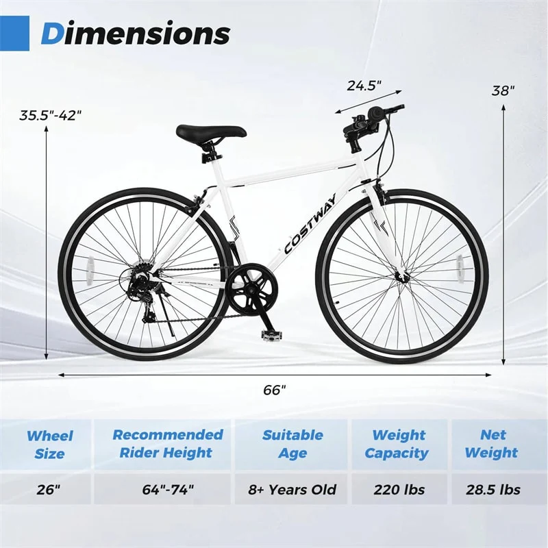 Eletricife 26" Mountain Bike 6-Speed Drivetrain Cycling Bicycle MTB City Bike for Adults & Teens