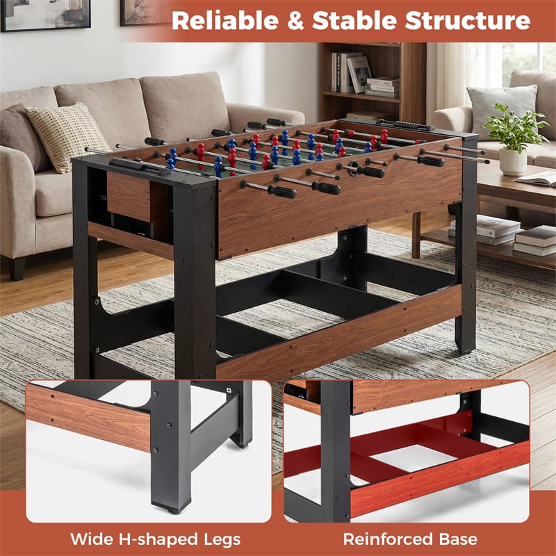 Eletriclife 2-in-1 Swivel Game Table 54" Full Size Foosball & Pool Combo Table for Indoor Arcade Game Room