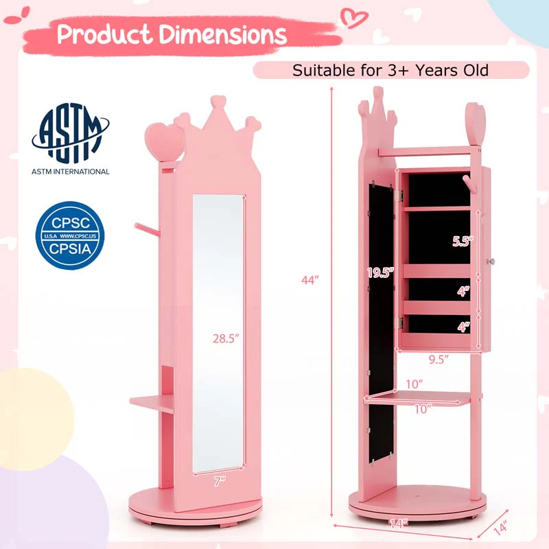 Eletriclife Kids Room Furniture Set Princess Vanity Table and Stool Set with Mirror and Drawer