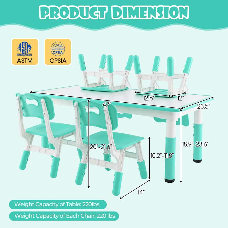 Eletriclife Kids Table and Chairs Set for 4 with Graffiti Desktop