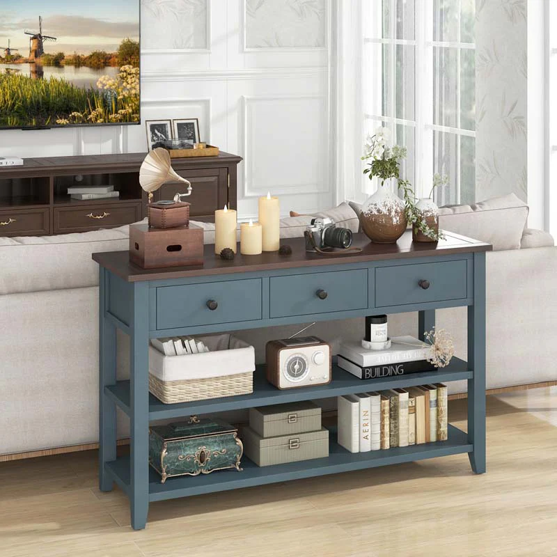 Eletriclife 50 Inch Entryway Table Narrow Long Sofa Table with Drawers and Shelves