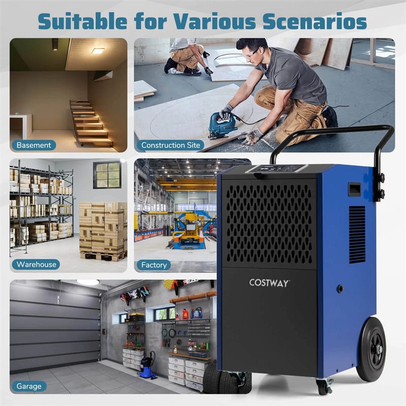 Eletriclife 154 Pints Commercial Dehumidifier with Pump & Drain Hose for Basement, Warehouse