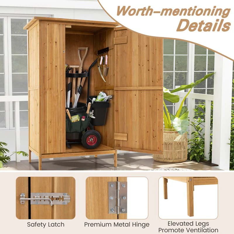 Eletriclife 5 × 3 Feet Outdoor Storage Cabinet with Asphalt Roof and 3 Shelves