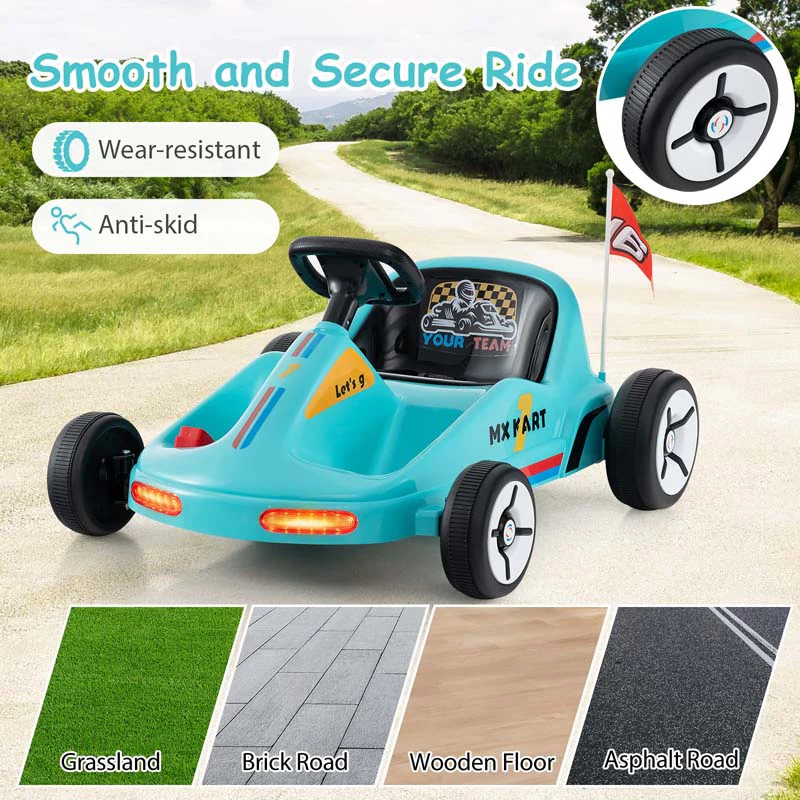 Eletriclife 12V Electric Go Kart for Kids Race Toy with Remote Control and Music