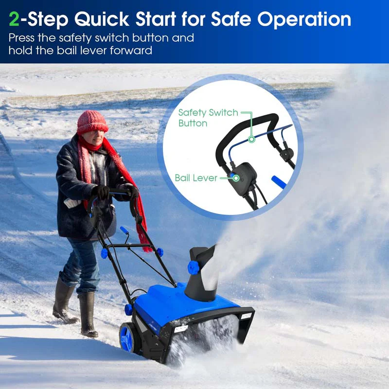 Eletriclife 20 Inch 120V 15Amp Electric Snow Thrower with 180° Rotatable Chute