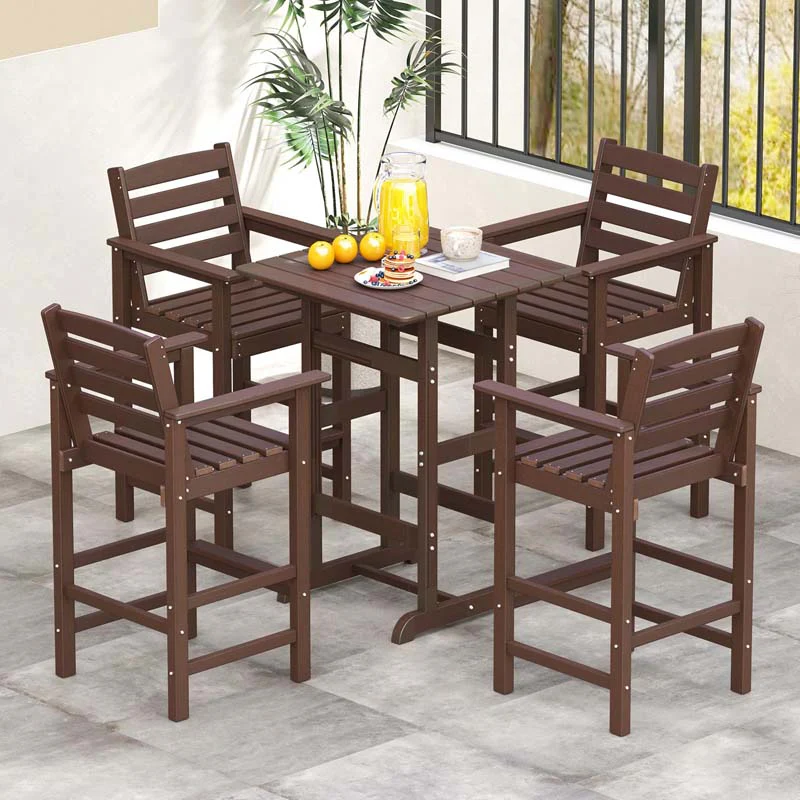 Eletriclife Patio HDPE Adirondack Bar Chairs with Wide Armrests
