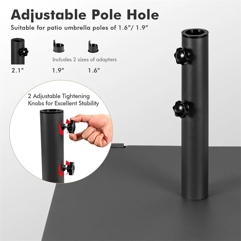 Eletriclife 50 lbs Patio Umbrella Base Stand 24" Square Steel Umbrella Weight with Wheels