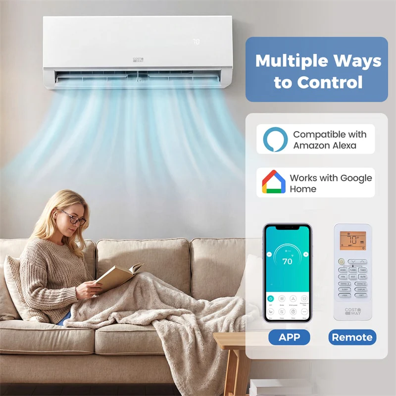 Eletriclife Blast Pro 12000 BTU Wifi Enabled Mini Split Air Conditioner & Heater 20 SEER2 208/230V Energy Efficient Inverter Ductless AC
