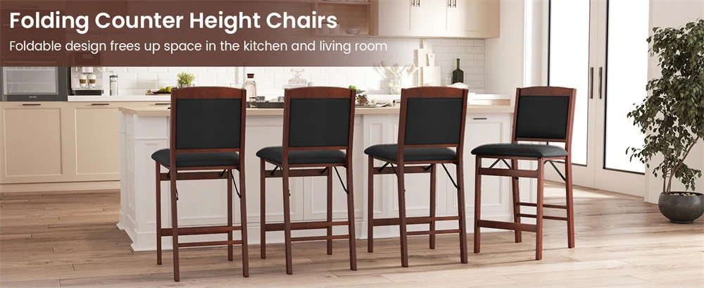 Eletriclife Set of 2 Folding Counter Height Bar Stools No Assembly Needed for Kitchen Islands