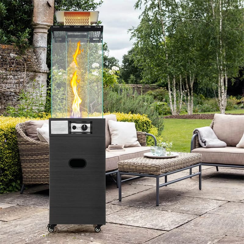 Eletrclife 40000 BTU Outdoor Propane Patio Heater with Tempered Glass Tube, Wheels & Cover for Backyard
