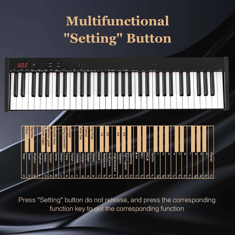 Eletriclife 61-Key Portable Electronic Keyboard Digital Piano Set with Stand and Stool