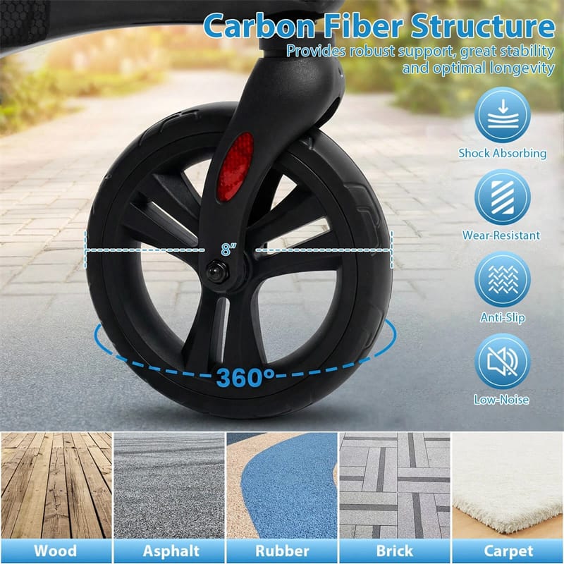 Eletriclife Ultralight Carbon Fiber Rollator Walker for Seniors
