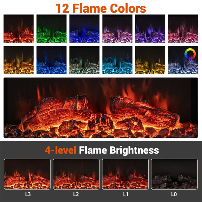 Eletriclife 32"/50" Floating Fireplace Mantel with 18" 3-Sided Electric Fireplace