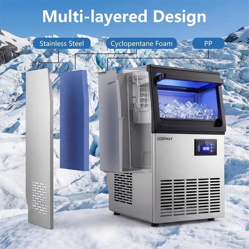 Eletriclife 80 LBS/24H Spray-Type Commercial Ice Maker 15" Built-in Undercounter Ice Machine with 30 LBS Storage