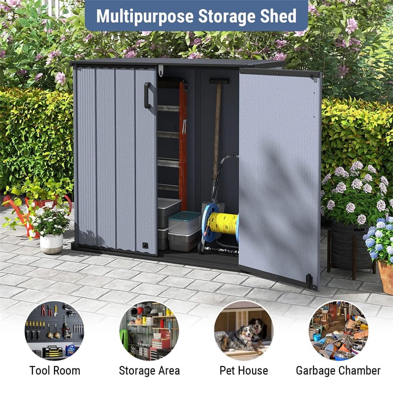 Eletriclife 23.5 Cu.ft Outdoor Storage Shed All-Weather Resin Patio Deck Box with Floor for Garden Tools & Pool Accessories
