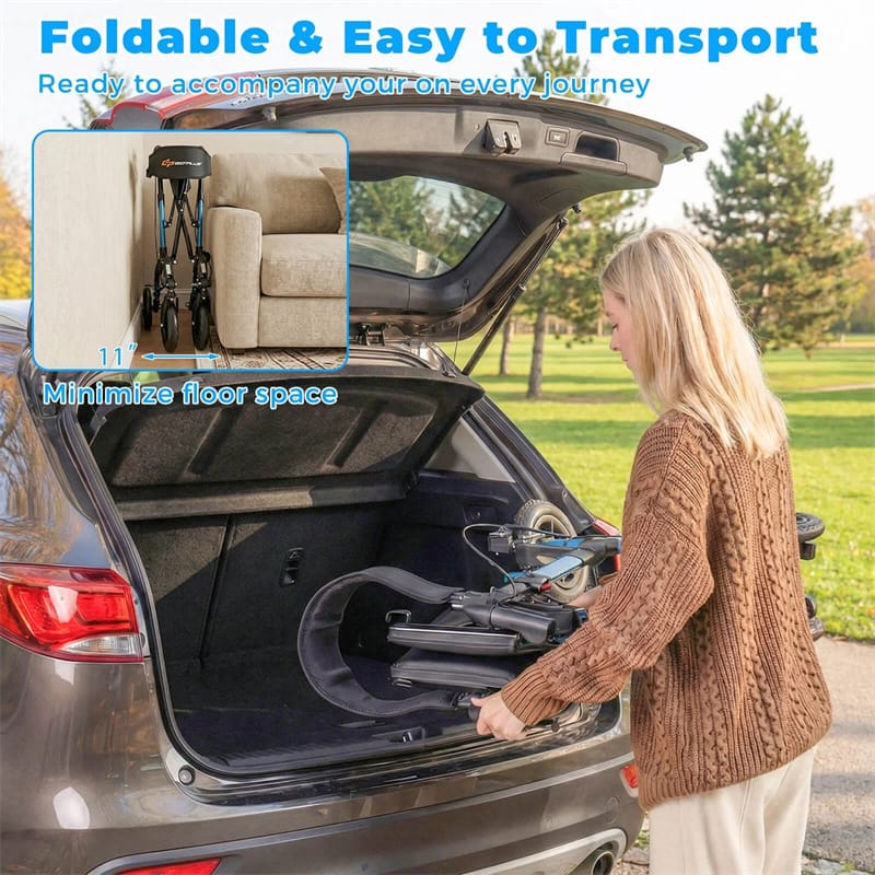 Eletriclife Rollator Walker for Seniors 300lbs Capacity Folding Rolling Walker with Seat