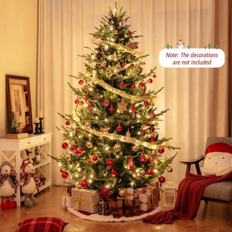 Eletriclife 6/7/8 Feet Pre-Lit Artificial Christmas Tree with Warm White LED Lights and Branch Tips