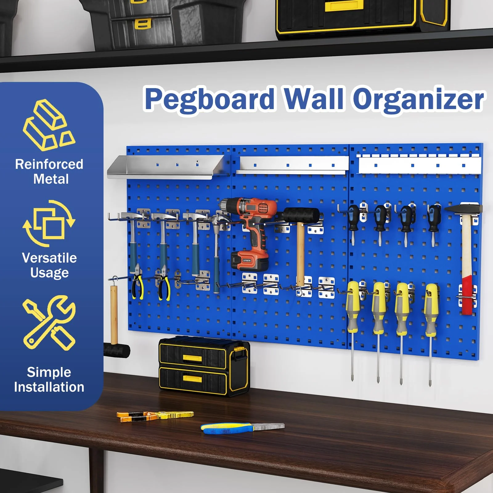 Eletriclife Wall-Mounted Pegboard Kit with 3 Pegboards