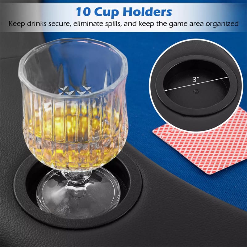 Eletriclife 82" x 42" 10-Player Triple-Fold Poker Table Top Portable Padded Oval Poker Card Table Topper