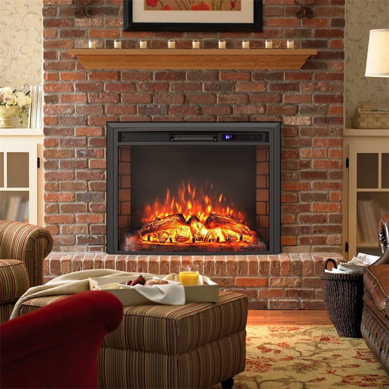 Eletriclife 26" Curved Electric Fireplace Insert 750W/1500W Recessed Heater with Remote Control & Adjustable Flame