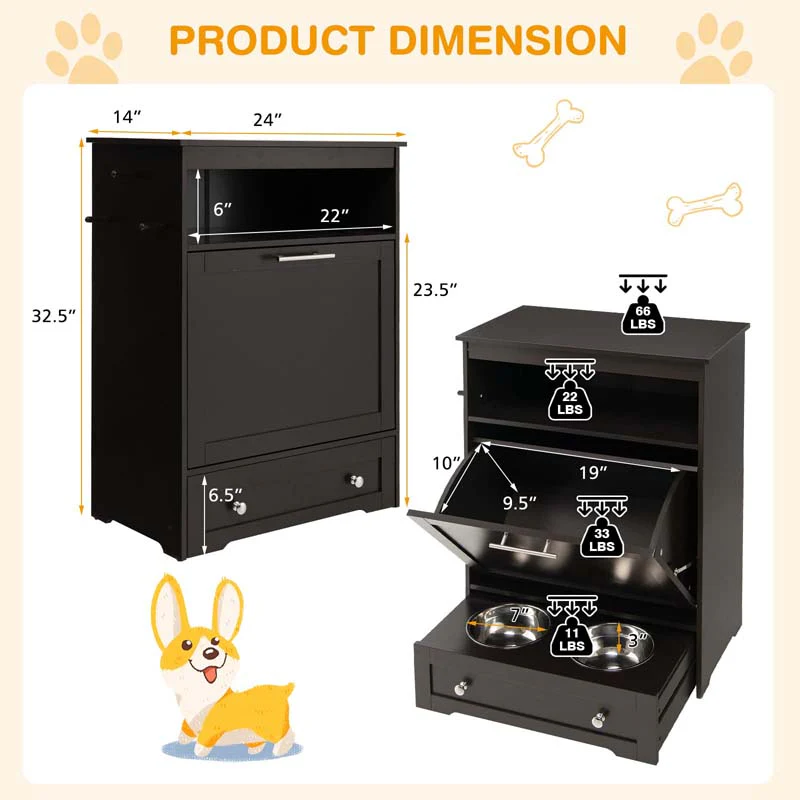 Eletriclife Pet Feeder Station with Stainless Steel Bowl