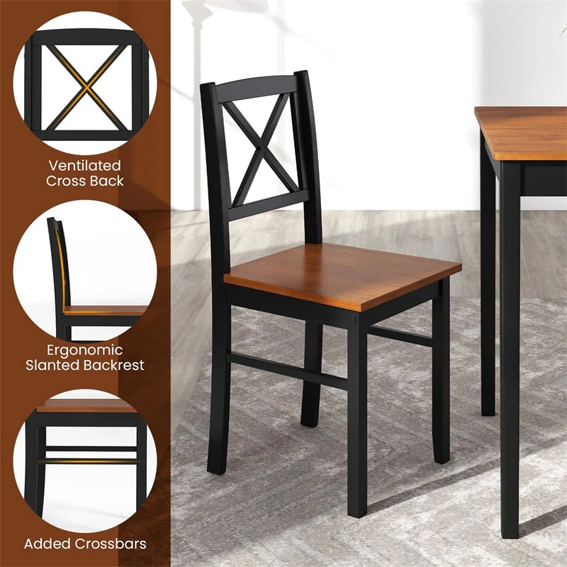 Eletriclife 5-Piece Dining Table Set for 4, Mid-Century Modern Kitchen Table & 4 Chairs