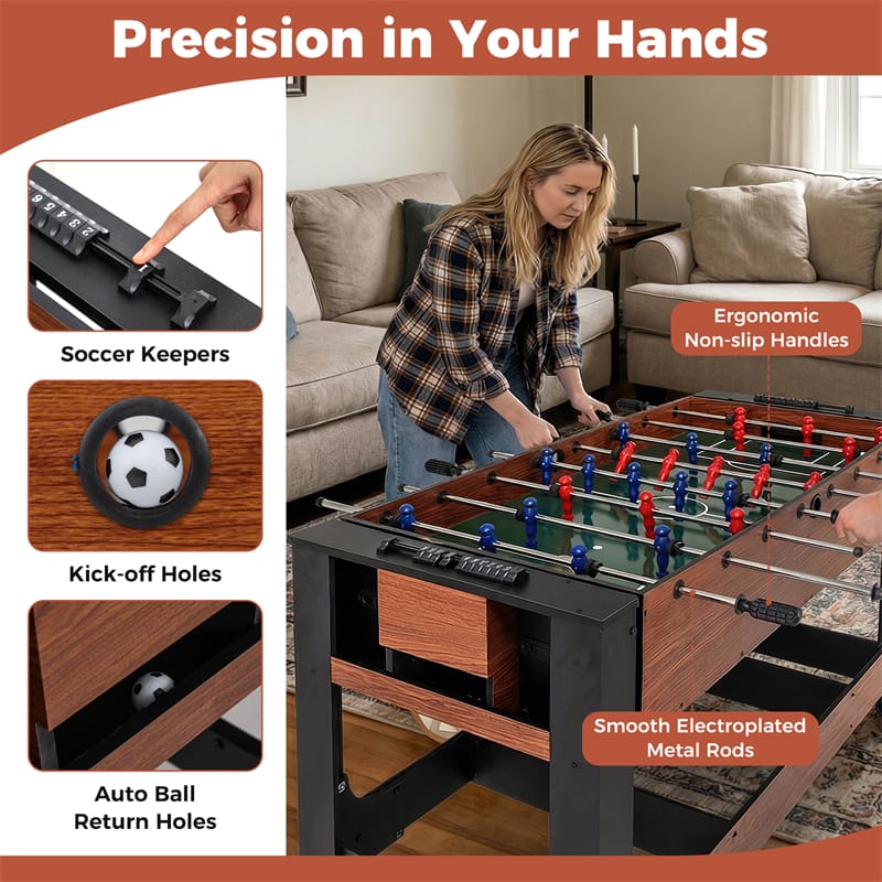 Eletriclife 2-in-1 Swivel Game Table 54" Full Size Foosball & Pool Combo Table for Indoor Arcade Game Room