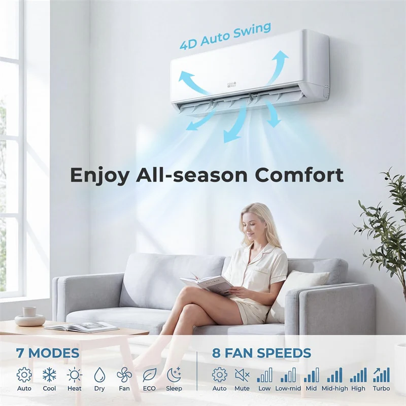 Eletriclife X-Pro 35000 BTU 4 Zone WiFi Mini Split Air Conditioner 22.5 SEER2 Energy Star Inverter Ductless AC & Heat Pump System