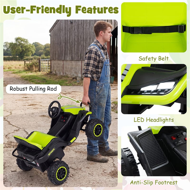 Eletriclife 24V Kids Ride On Tractor with Detachable Trailer, Parent Remote & 20° Climbing for Ages 3 