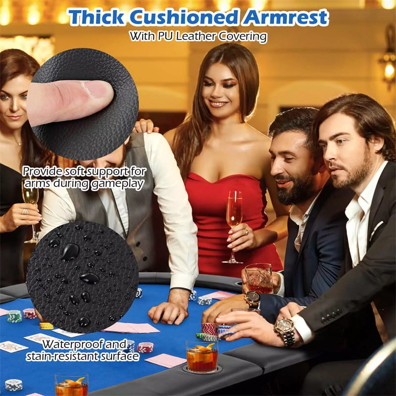 Eletriclife 82" x 42" 10-Player Triple-Fold Poker Table Top Portable Padded Oval Poker Card Table Topper
