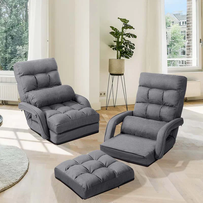 Eletriclife Folding Lazy Floor Chair Sofa with Armrests and Pillow