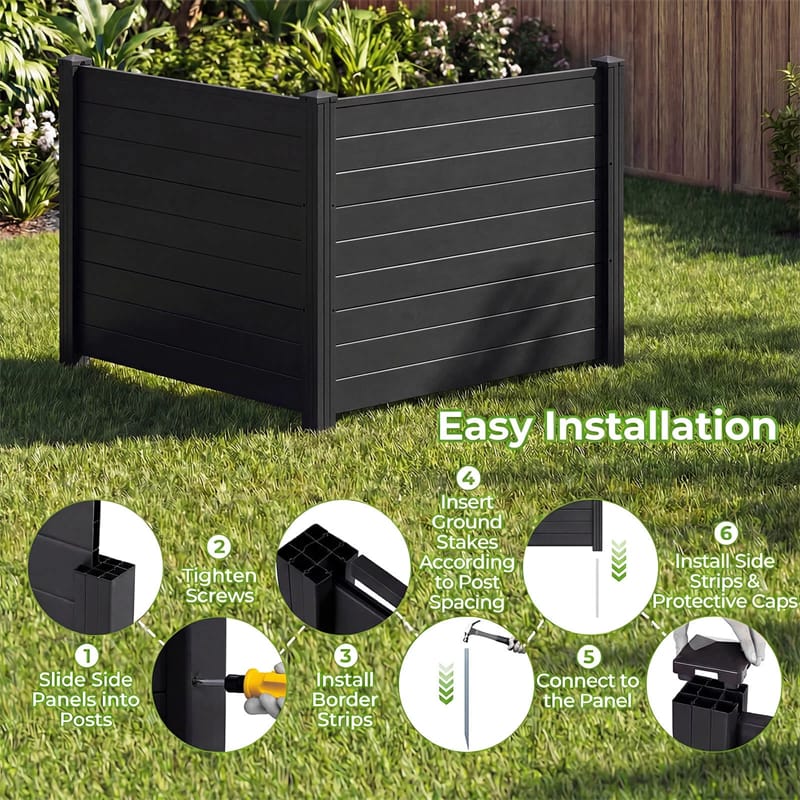 Eletriclife Air Conditioner Fence 2/4 Panels 48"W x 38"H No-Dig Outdoor Privacy Screen Trash Can Enclosure
