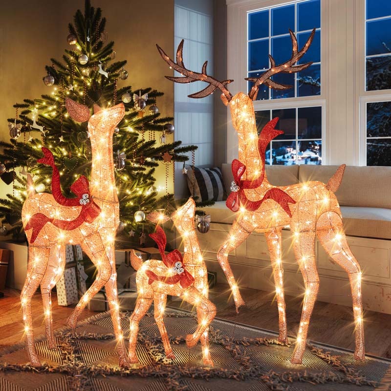 Eletriclife 3-Piece Pre-Lit Christmas Deer Family Set