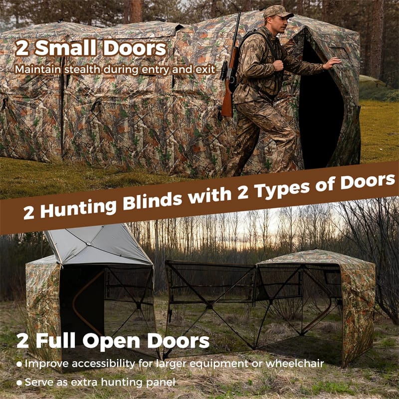 Eletriclife 2-6 Person Hunting Blind Double One-Way See-Through Pop-Up Ground Blind for Deer & Turkey Hunting