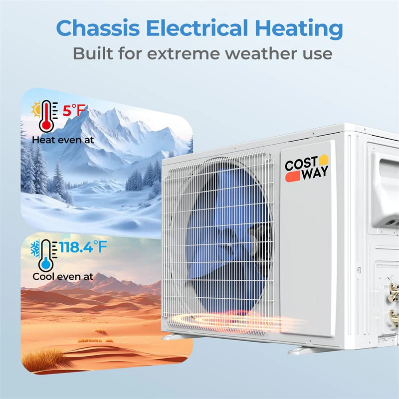 Eletriclife 12000 BTU 20 SEER2 115V Inverter Ductless Mini Split AC & Heat Pump System with Full Installation Kit