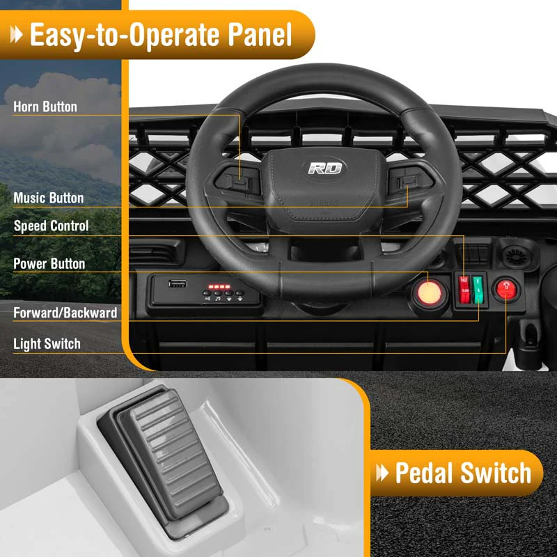 Eletriclife 12V Kids Ride on Truck Car with Parental Remote and Music Player