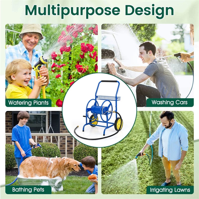Eletriclife Garden Hose Reel Cart Holds 230FT of 5/8" Hose, Heavy-Duty Hose Cart with 2 Wheels