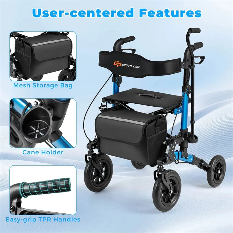 Eletriclife Rollator Walker for Seniors 300lbs Capacity Folding Rolling Walker with Seat